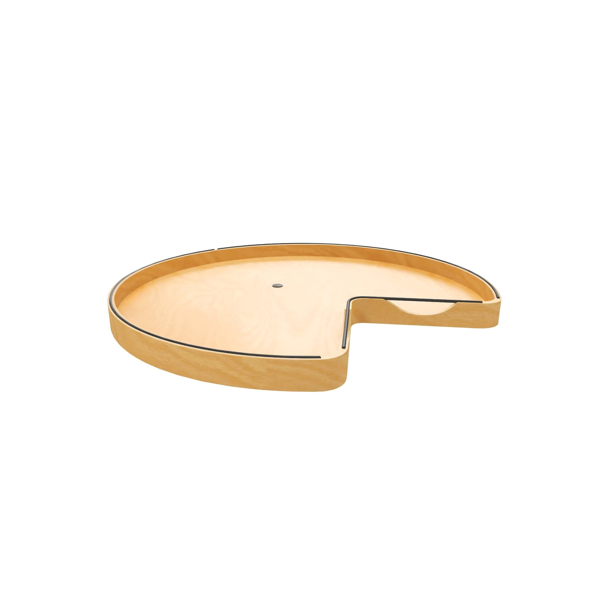 28" Craftsman Collection Solid Maple Kidney-Shaped Lazy Susan for Corner Base Cabinets w/ Swivel Bearing and Black Accents