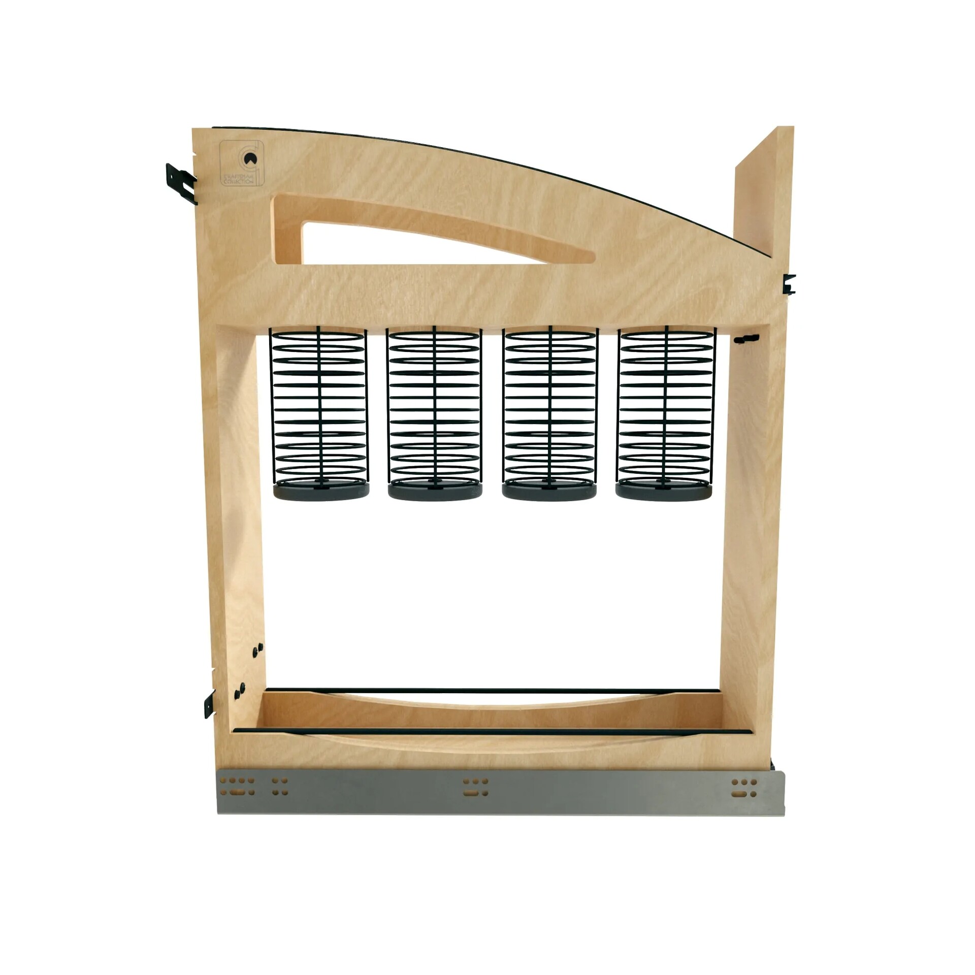 5" Craftsman Collection Solid Maple Utensil Pullout Organizer w/ Black Accents and BLUM Soft-Close Slides