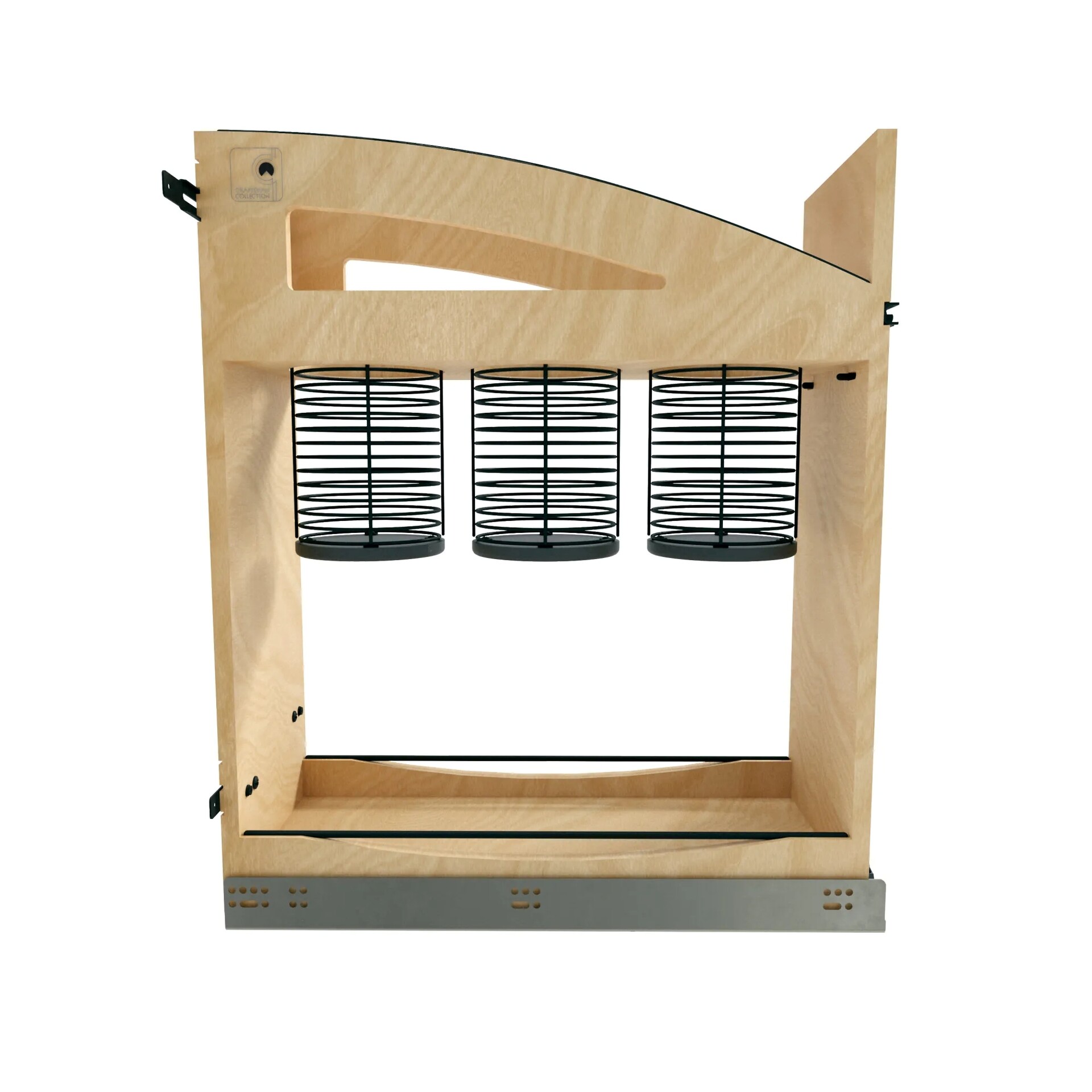 8" Craftsman Collection Solid Maple Utensil Pullout Organizer w/ Black Accents and BLUM Soft-Close Slides