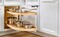 Two-Tier Wood Classic Girasolo, Left Opening/Blind Right Corner Cabinet - 12" Opening FF - 13.5" Frameless