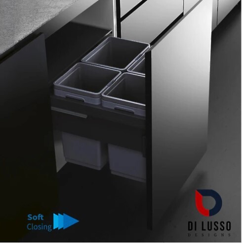 (GREAT VALUE) Di Lusso Garbage Bins System - Width 22-1/2 Inches with Built-in Bin Lid