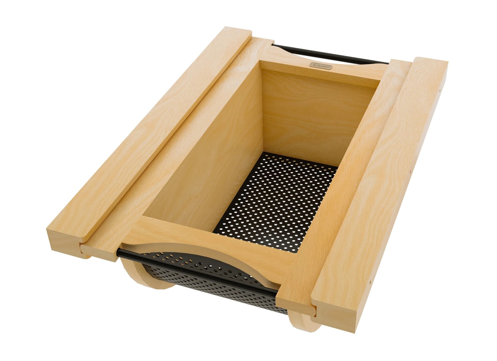 Natural Maple/Black Produce Basket for 15" Base Cabinets