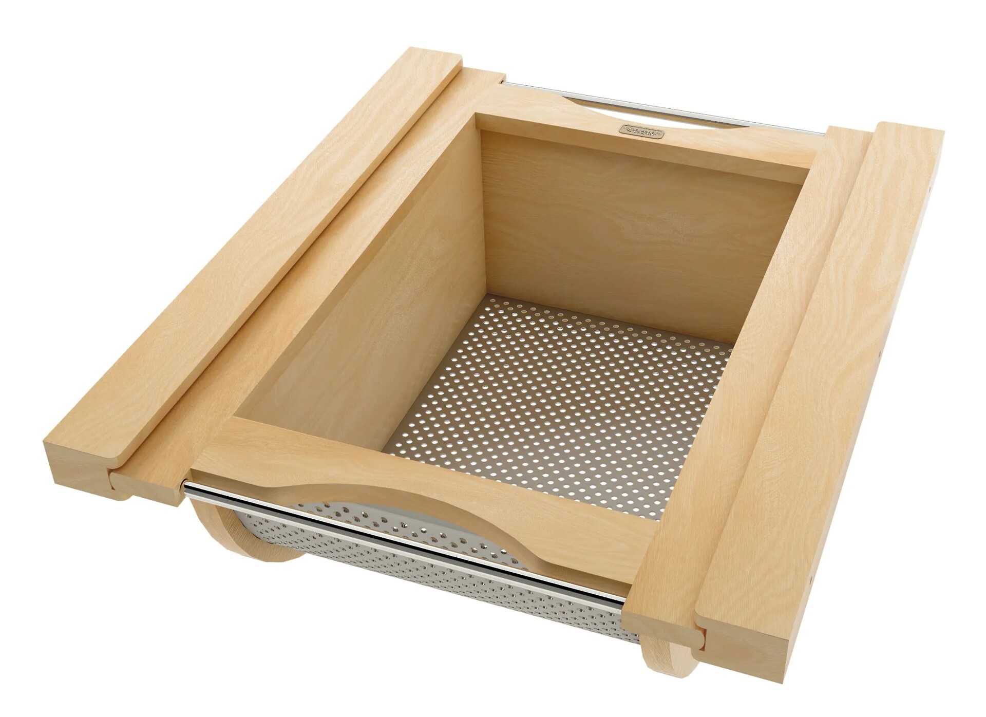 Natural Maple/Stainless-Steel Produce Basket for 18" Base Cabinets