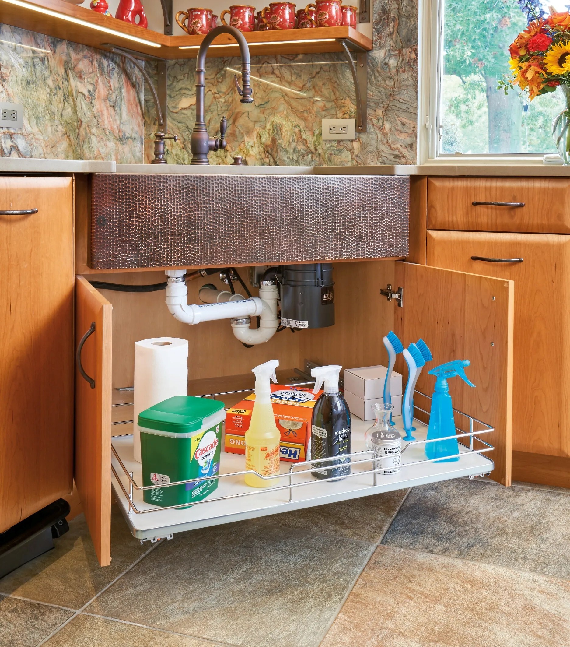 Rev-A-Shelf - 11-11/16" Gray Pullout Premiere Single Wire Solid Bottom Basket