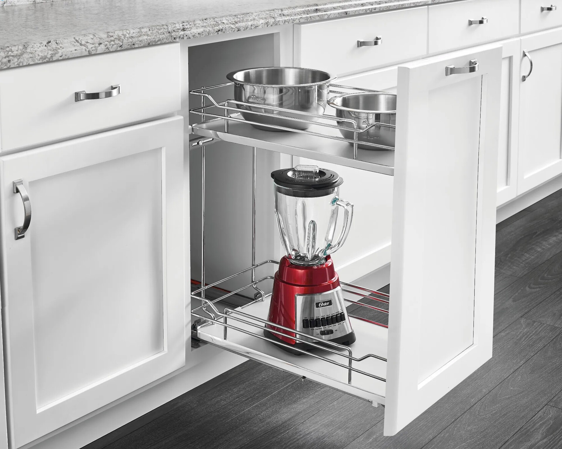 Rev-A-Shelf - 11" Gray Base Cabinet Pullout 2 Tier Organizer w/ Soft-Close