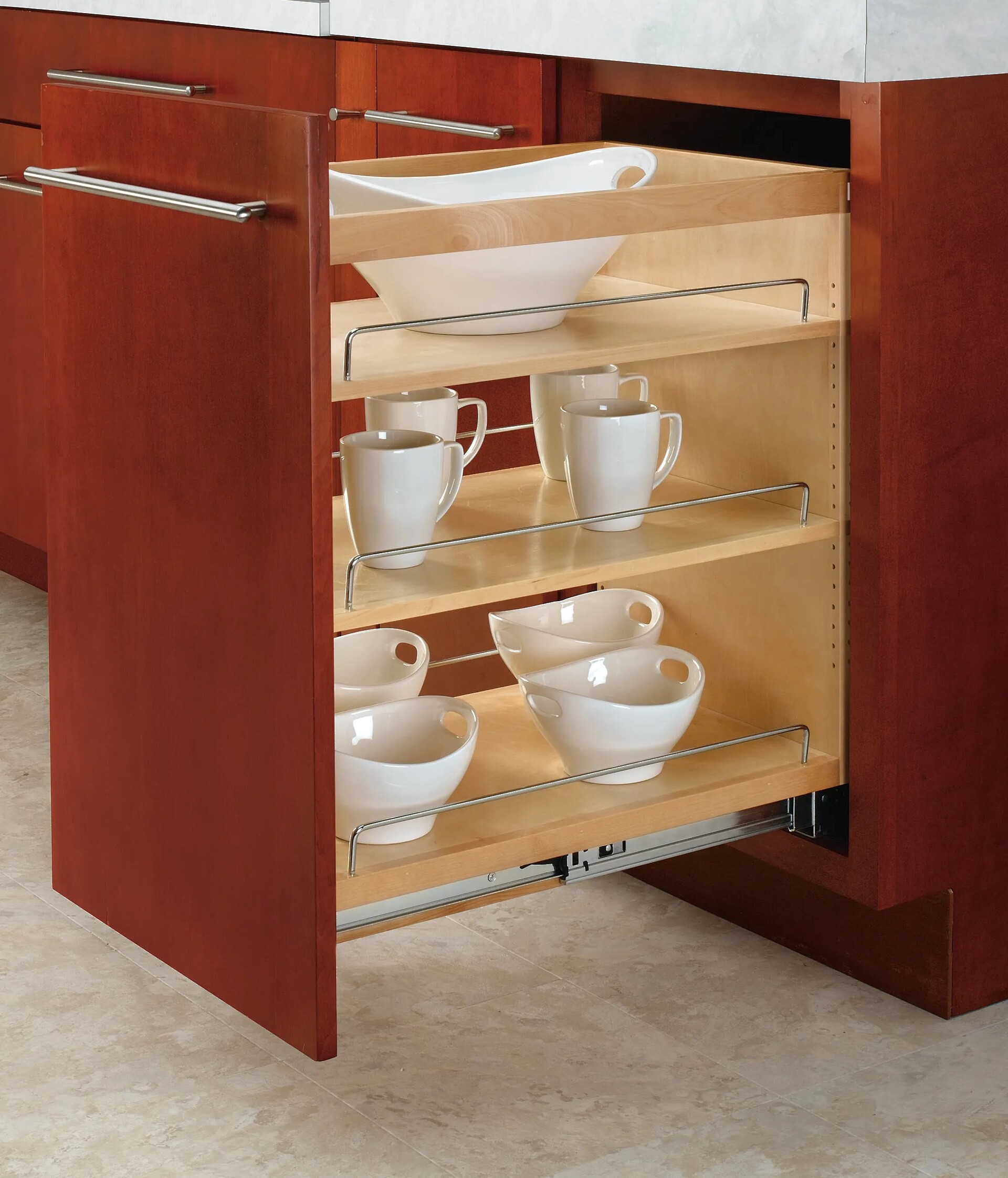 Rev-A-Shelf - 14" Maple Base Cabinet Pullout Organizer with Ball-Bearing Slides