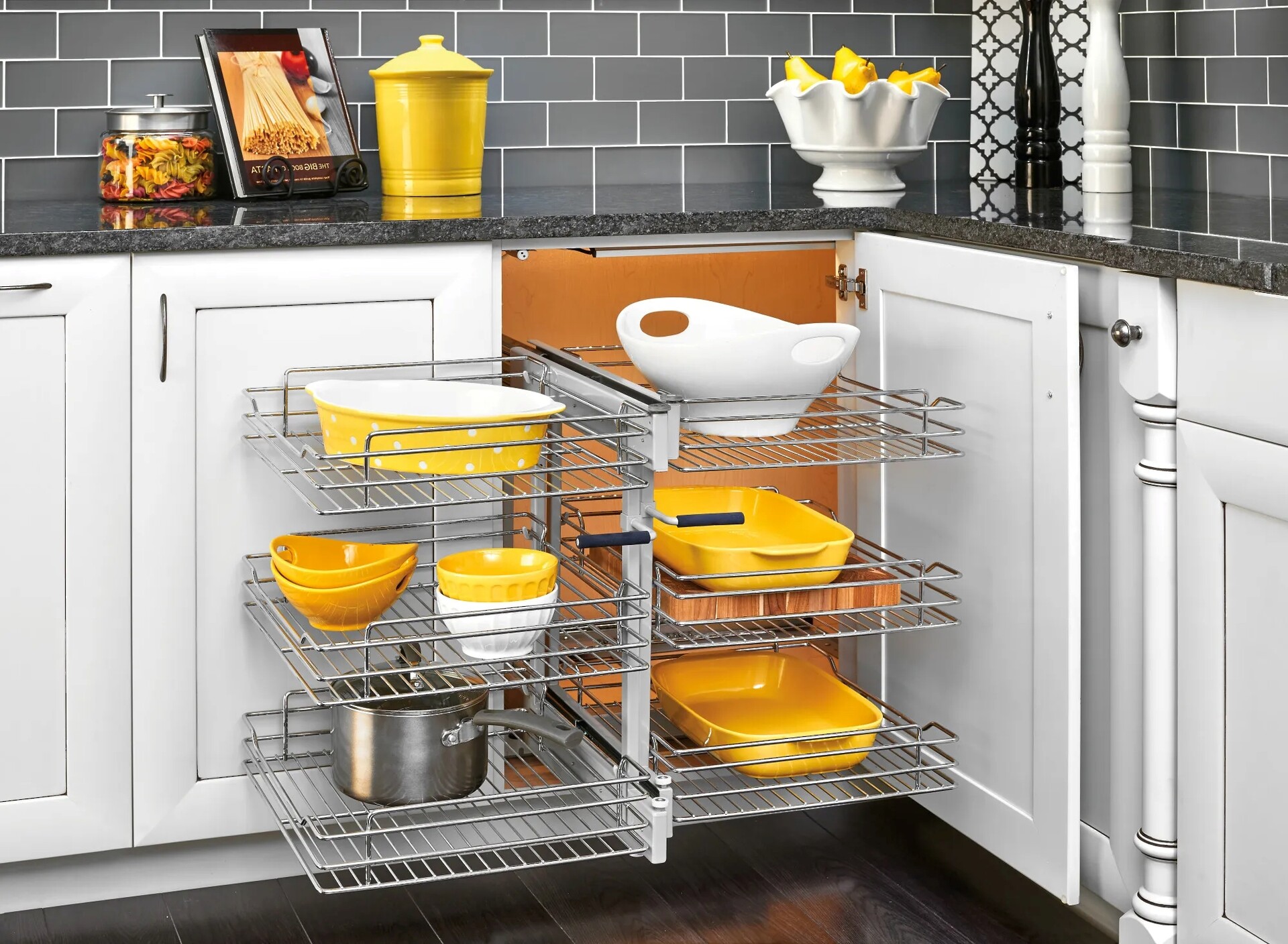 Rev-A-Shelf - 15" Three-Tier Pullout Soft-Close Wire Pull-Slide-Pull