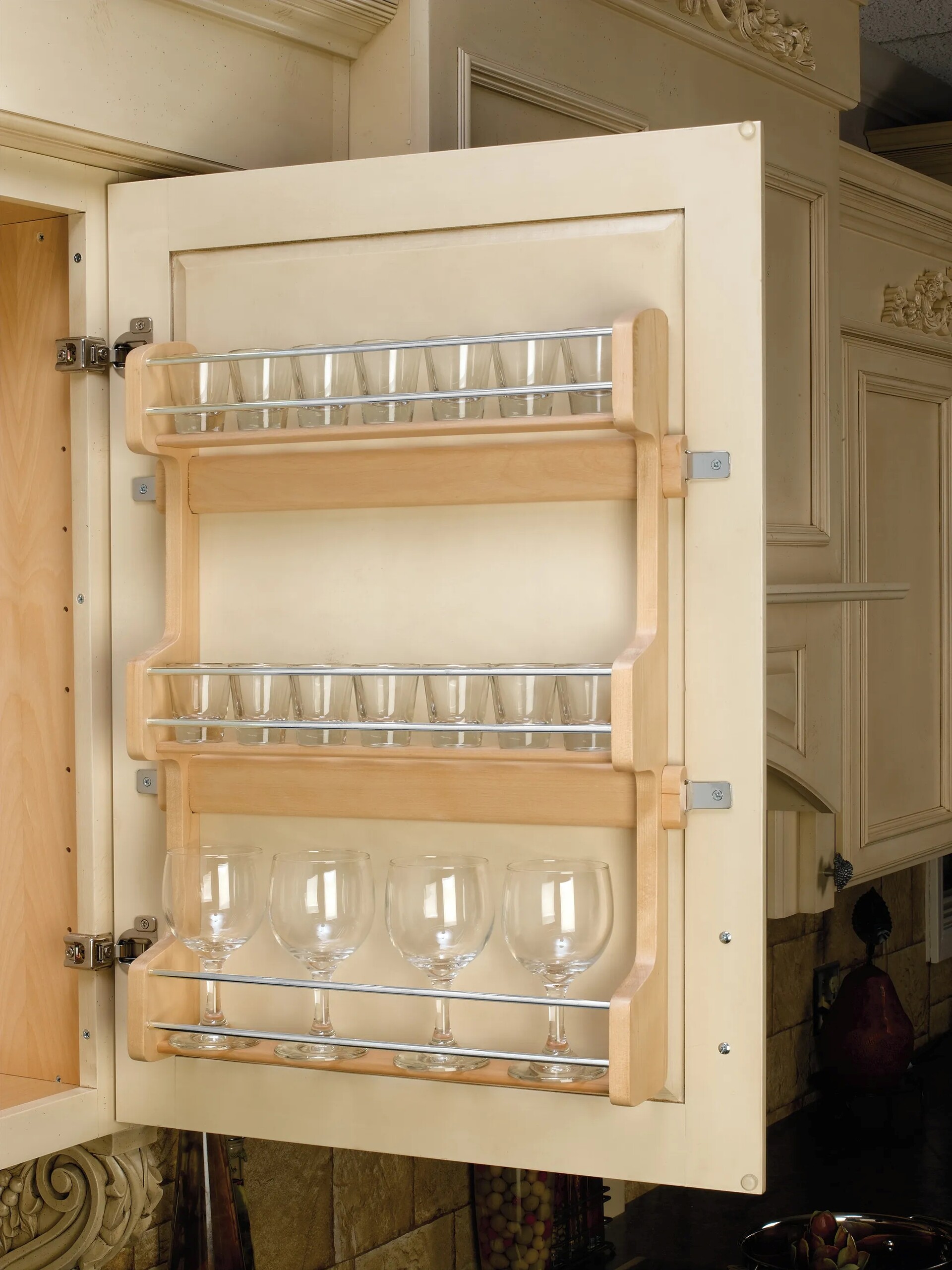 Rev-A-Shelf - 16-1/2" Maple Door Storage Spice Rack Wall Accessories