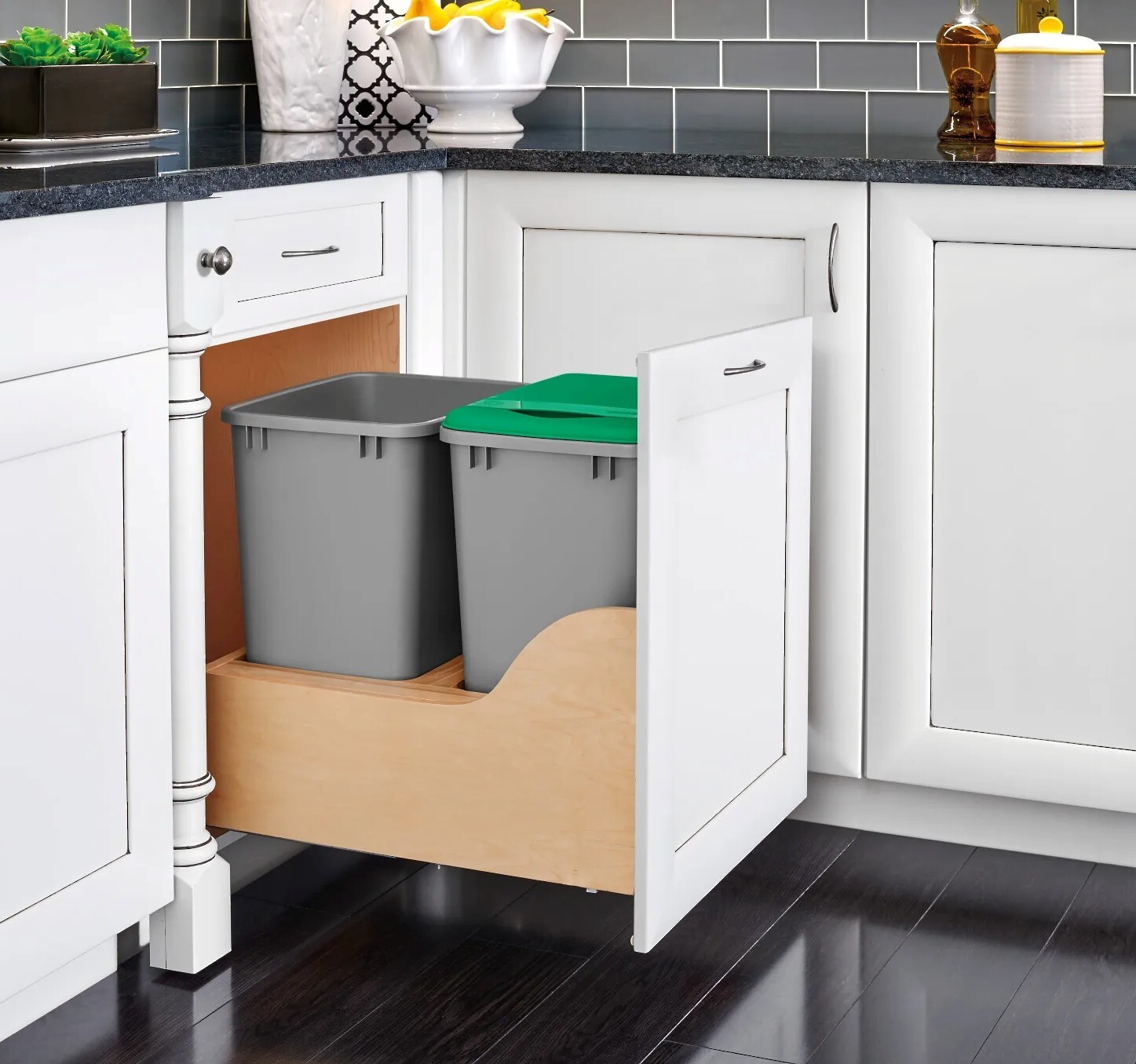 Rev-A-Shelf - 18" - Double 50qt Soft-Close w/ Blum Movento Slides Waste Containers