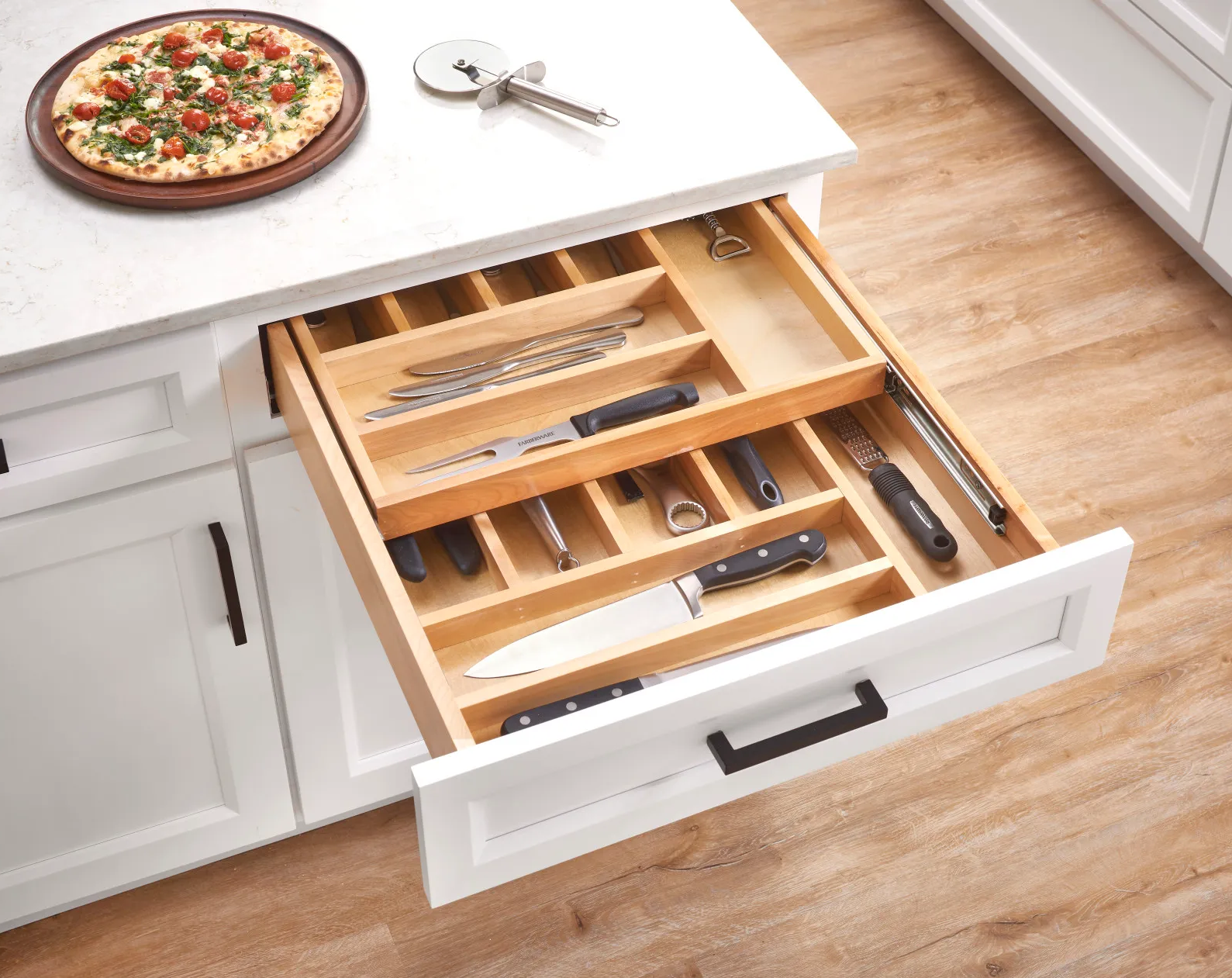 Rev-A-Shelf - 21" Opening - Complete System Two-Tier Soft-Close Cutlery Organizer