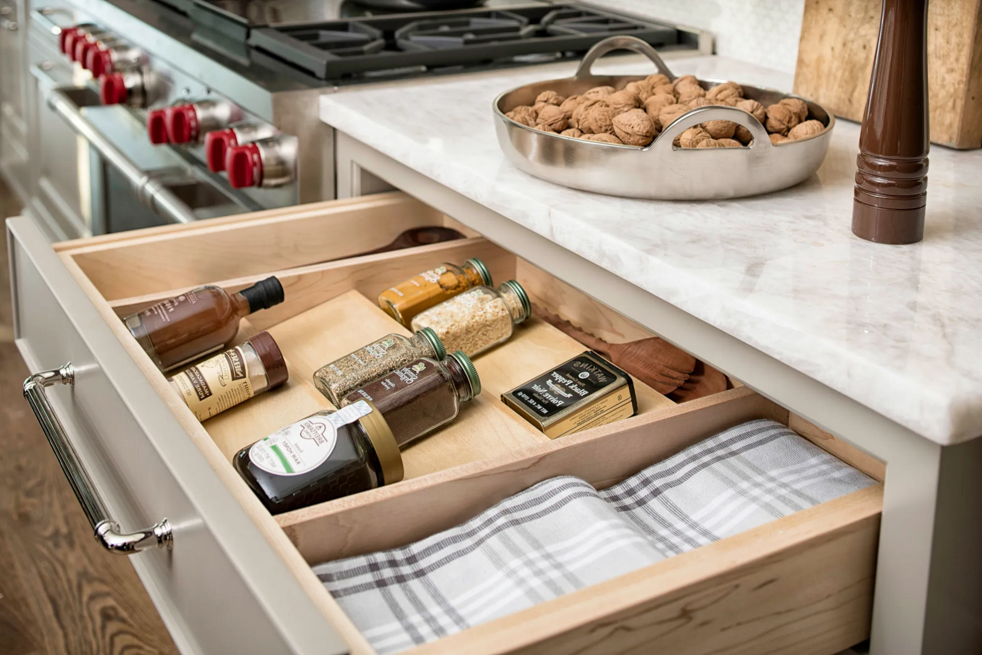 Rev-A-Shelf - 22" Maple Cut-To-Size Insert Wood Spice Organizer for Drawers