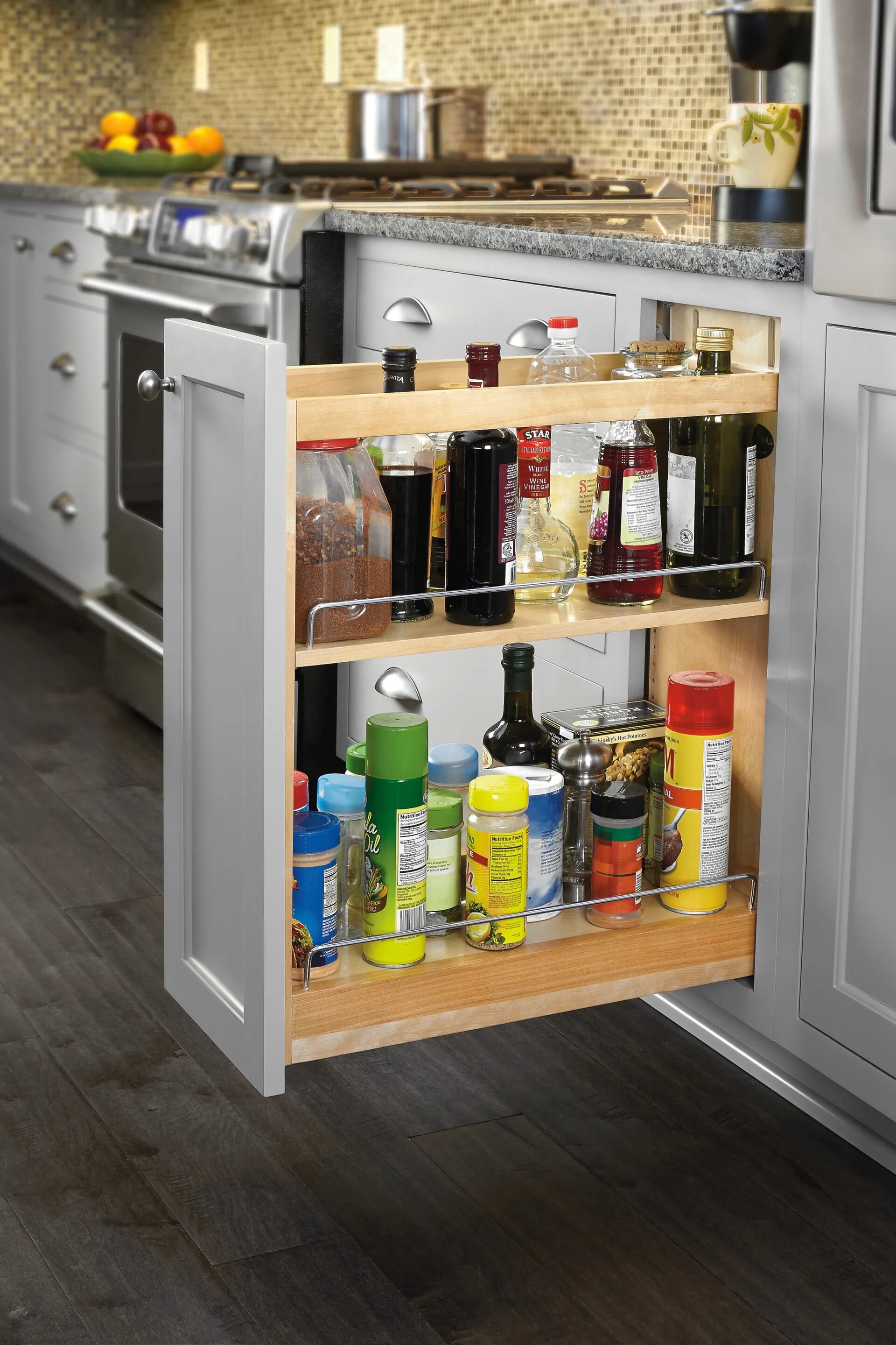 Rev-A-Shelf - 5" Maple Base Cabinet Pullout Organizer with Blumotion Soft-Close