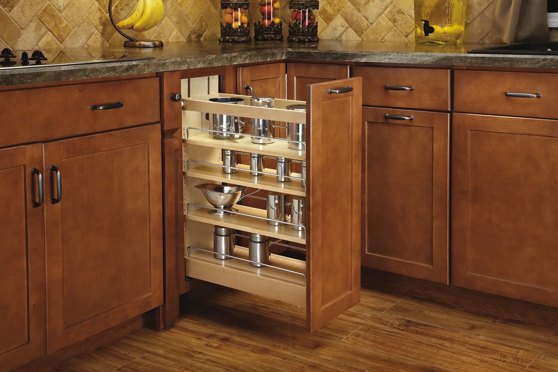 Rev-A-Shelf - 8" Maple Base Cabinet Pullout Organizer with Blumotion and Servo Drive