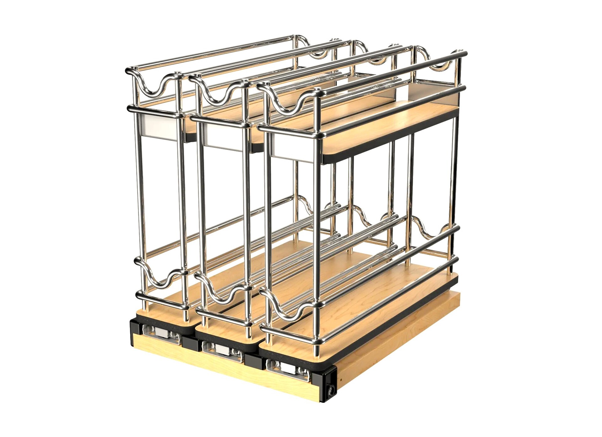 Rev-A-Shelf - 9" Two-Shelf Triple Wide Wire Wall Upright Pullout