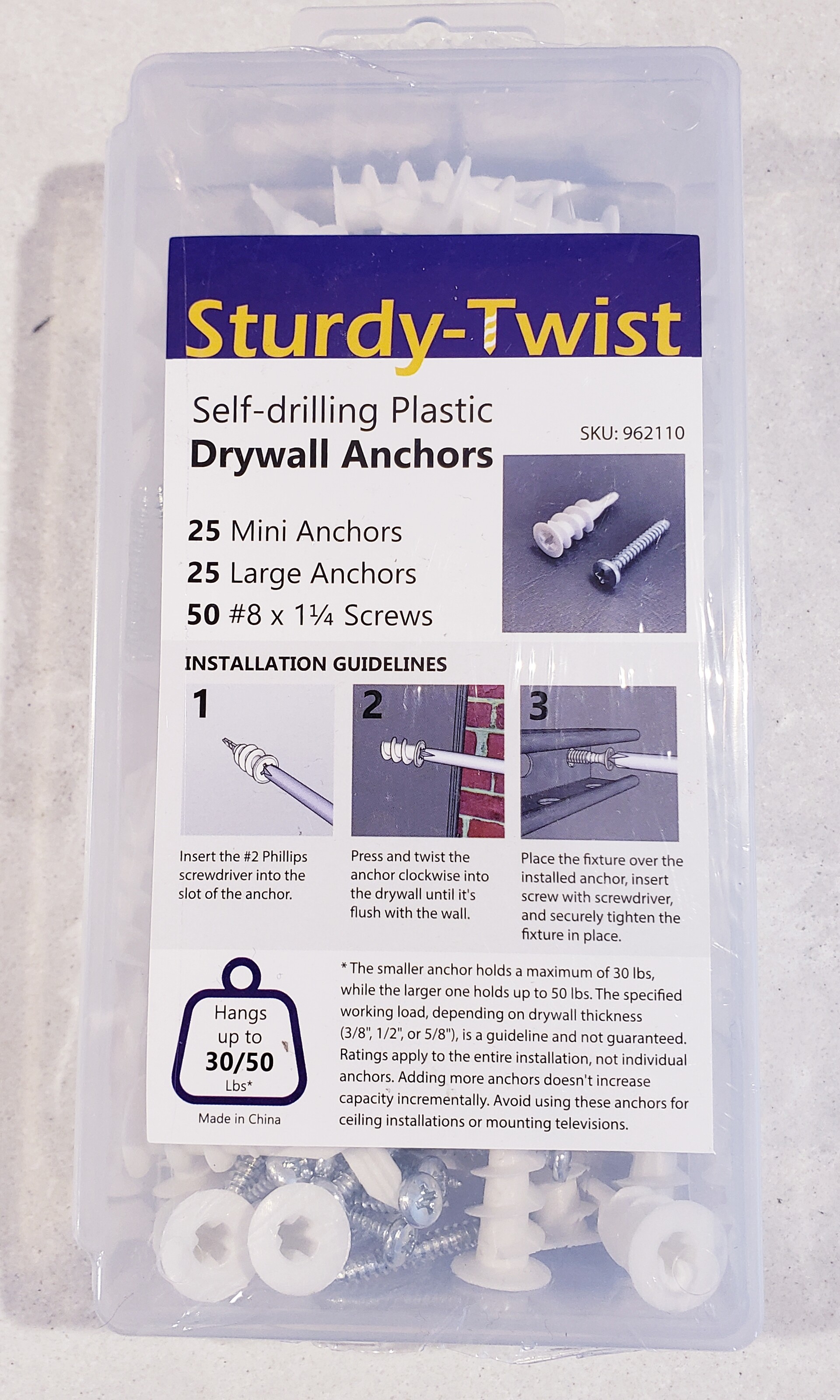 Sturdy-Twist Drywall Anchor Kit