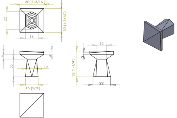 Swagger Knob 1-3/16" x 1-3/16" Slate