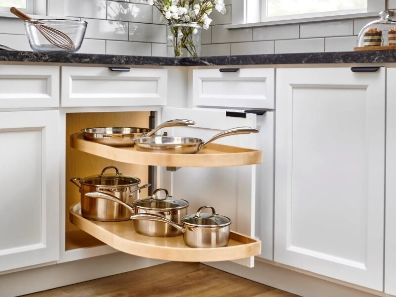 Two-Tier Wood Classic Girasolo for Left Opening/Blind Right Corner Cabinet - 15" Opening FF - 16-1/2" Frameless