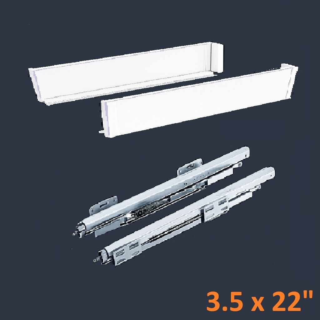 White SGS Double Wall Slim Box System 3 1/2" H x 22" L - Soft Close