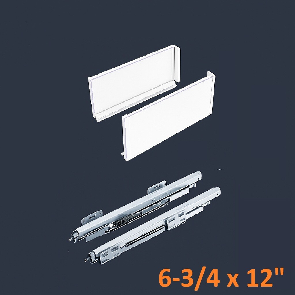 White SGS Double Wall Slim Box System 6 3/4" H x 12" L - Soft Close