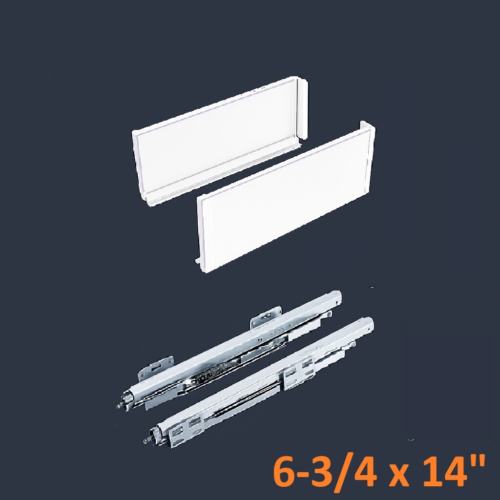 White SGS Double Wall Slim Box System 6 3/4" H x 14" L - Soft Close