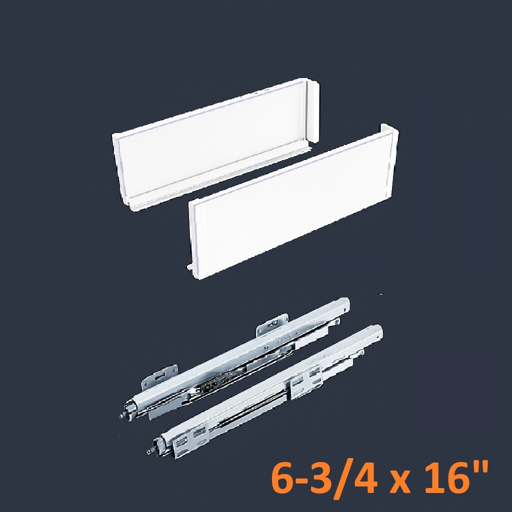 White SGS Double Wall Slim Box System 6 3/4" H x 16" L - Soft Close