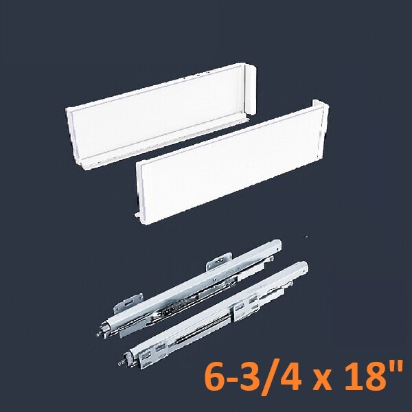 White SGS Double Wall Slim Box System 6 3/4" H x 18" L - Soft Close