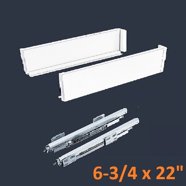 White SGS Double Wall Slim Box System 6 3/4" H x 22" L - Soft Close